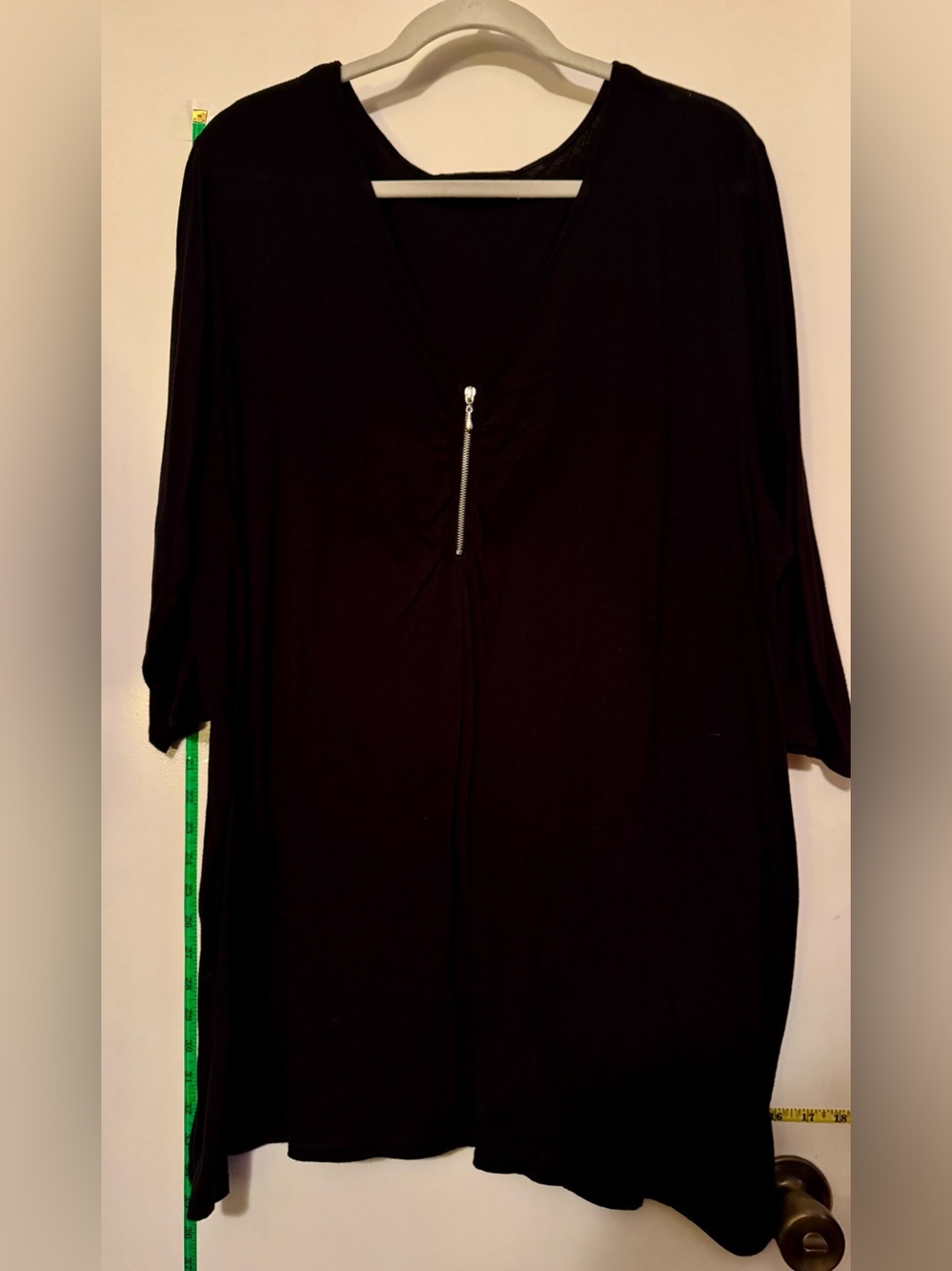 Avenue Black Tunic Top with Half Zipper